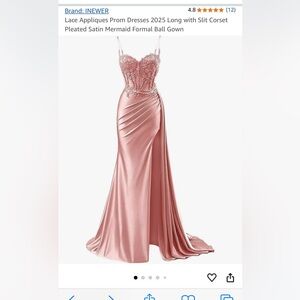 Amazon Brand: INEWER  Pink Lace Appliques Prom Dresses